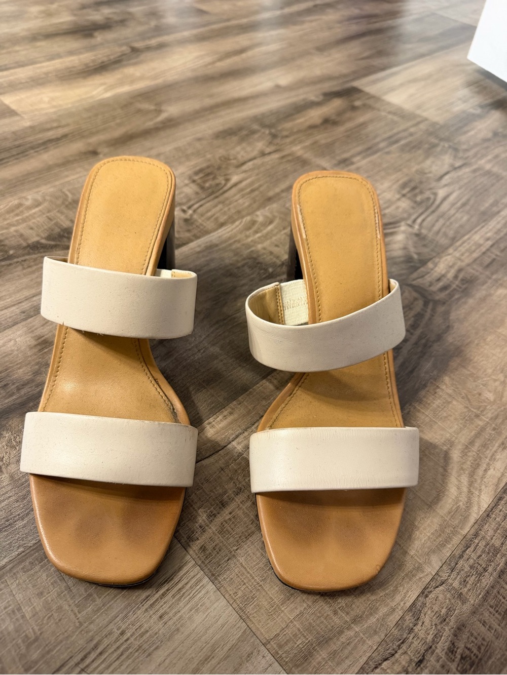 Women’s Michael Kors Two-Strap Cream Slide Heels
